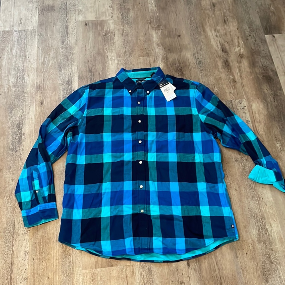 Chaps long sleeve button down shirt plaid NWT XXL